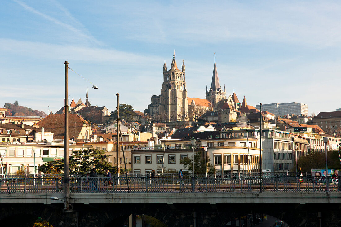 View of Notre Dame Cathedral at Lausanne, Canton of Vaud, Switzerland