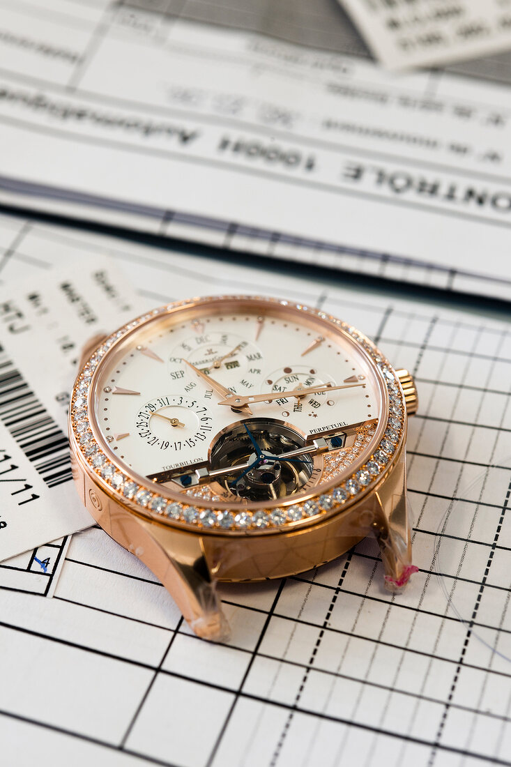 Close-up of wrist watch machine, Le Sentier, Vallee de Joux, Switzerland