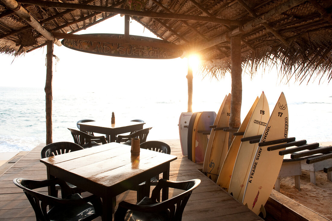 Sri Lanka, Hikkaduwa, Mambo's Café, Surfschule, Strand, Indischer Ozean