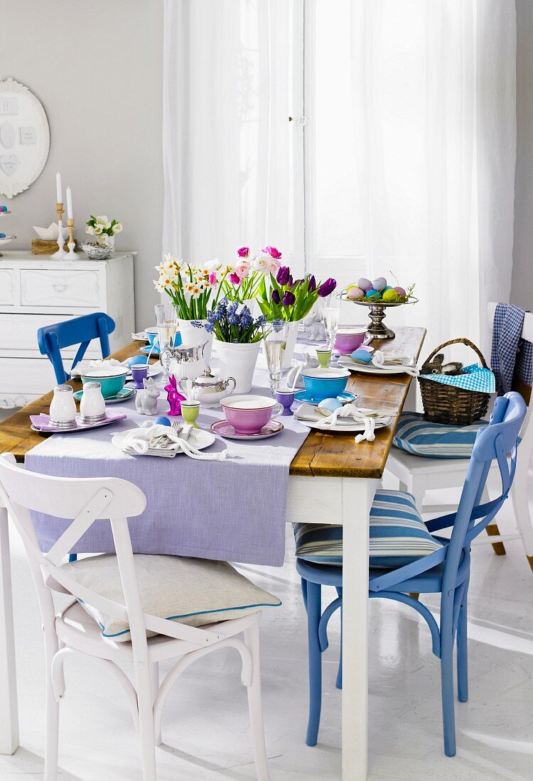 A table laid for Easter breakfast