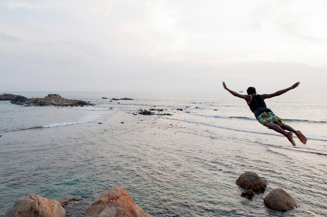 Sri Lanka, Galle Fort, Indischer Ozean, Klippenspringer, Abendsonne