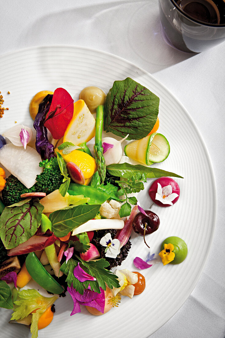 Colorful salad, overhead view