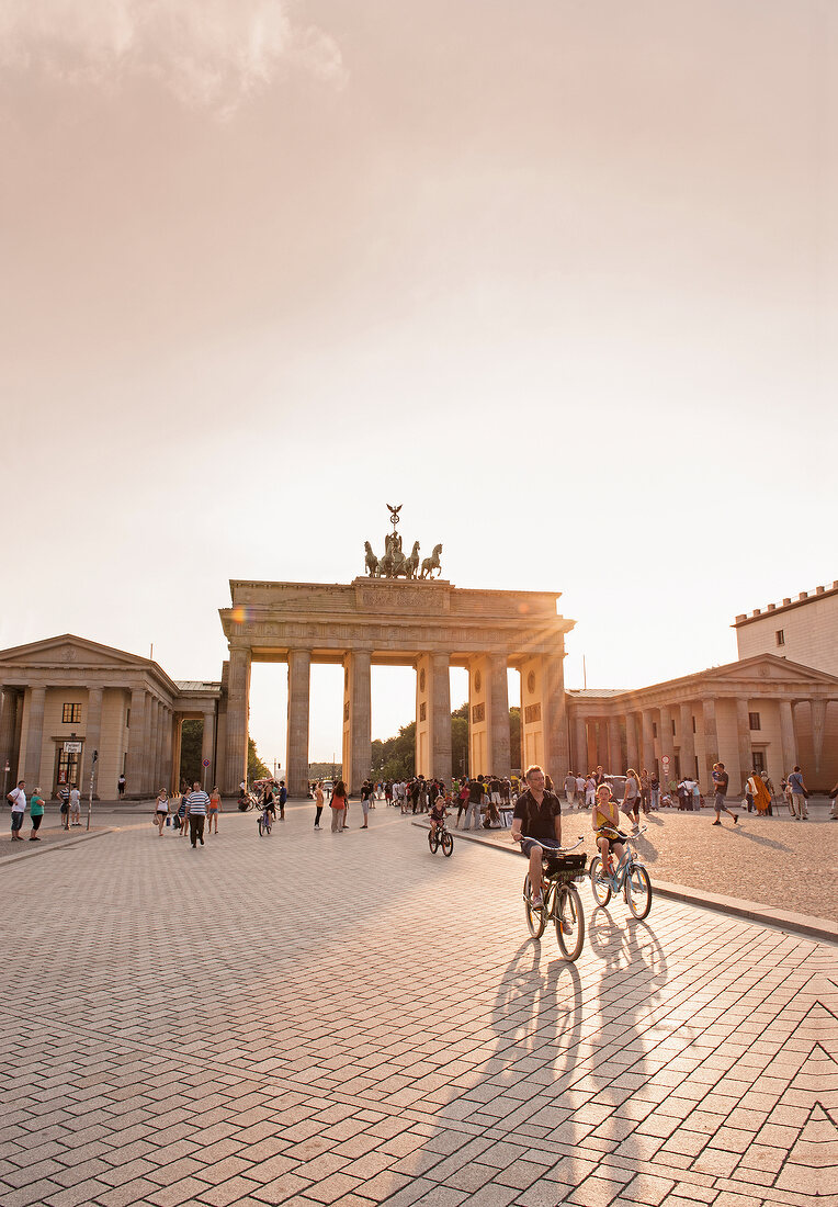 People walking at Brandenburg Gate and Pariser Platz, Berlin, Germany