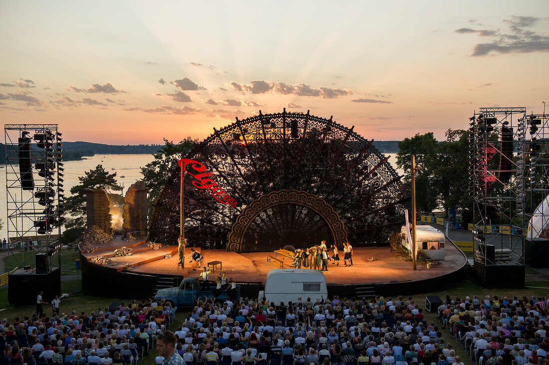 Crowd at Lake festival in Strandbad Wannsee beach, Berlin, Germany