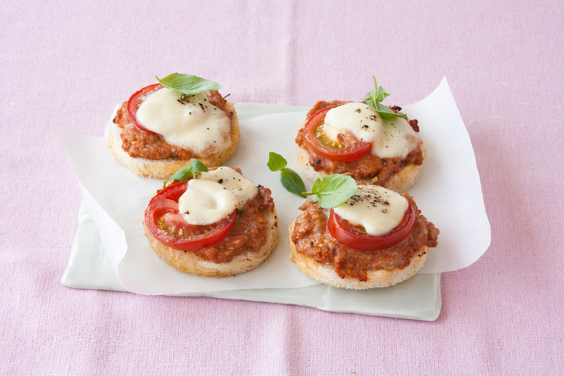 Pizza toasts on paper napkin