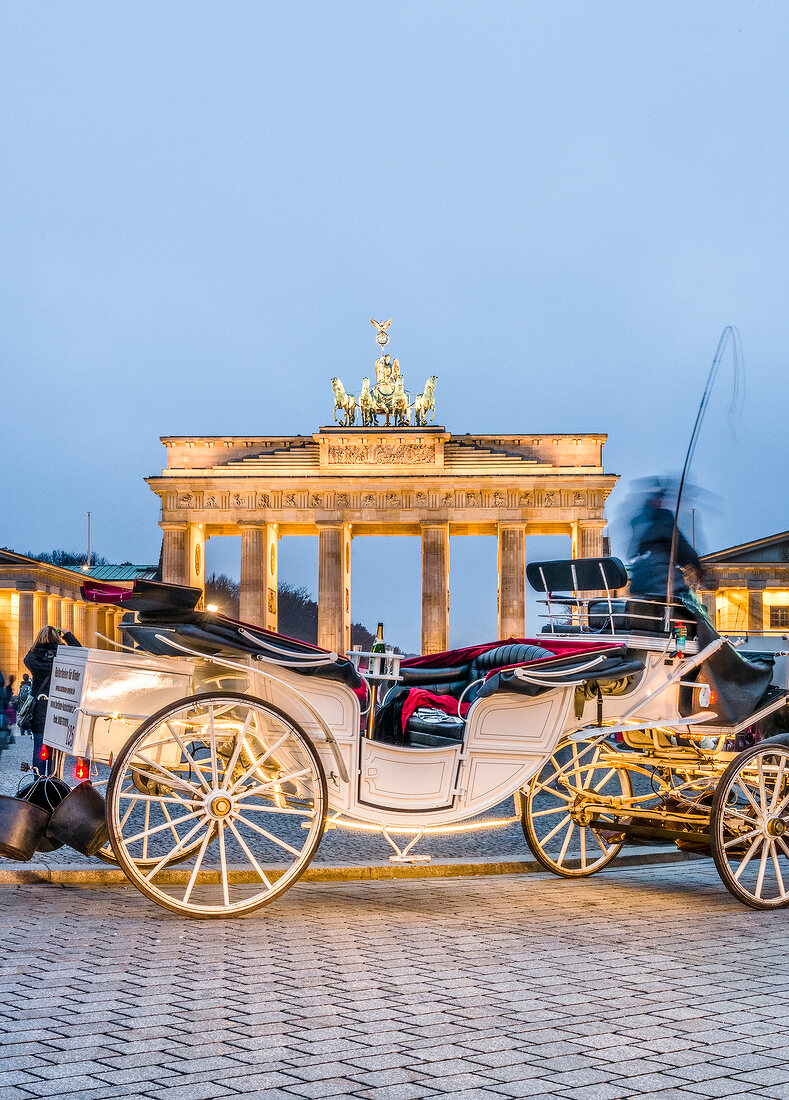 Carriage in front of Brandenburg Gate at Mitte district, Berlin, Germany