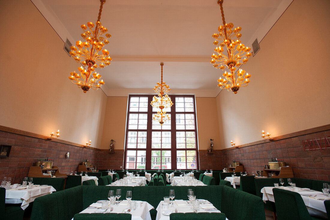 View of restaurant at Pauly Saal, former girl's school, Berlin, Germany