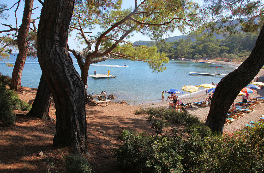 View of people at beach in Island Gemiler, Turkey