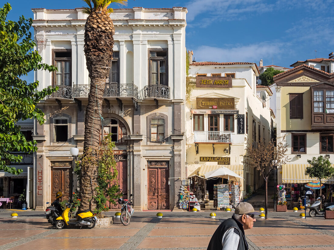 View of buildings in Cesme town, Izmir Province, Turkey