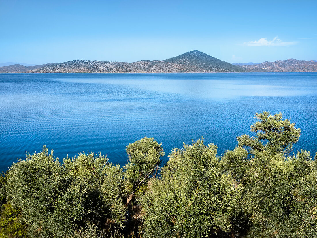 View of lake Bafa and mountain range in Turkey