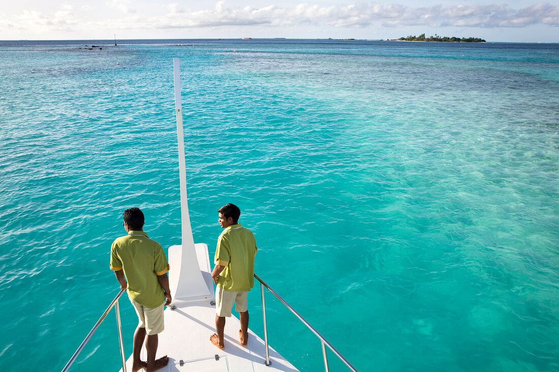 Blick vom Boot, Malediver, Insel Velighanduhuraa, Malediven
