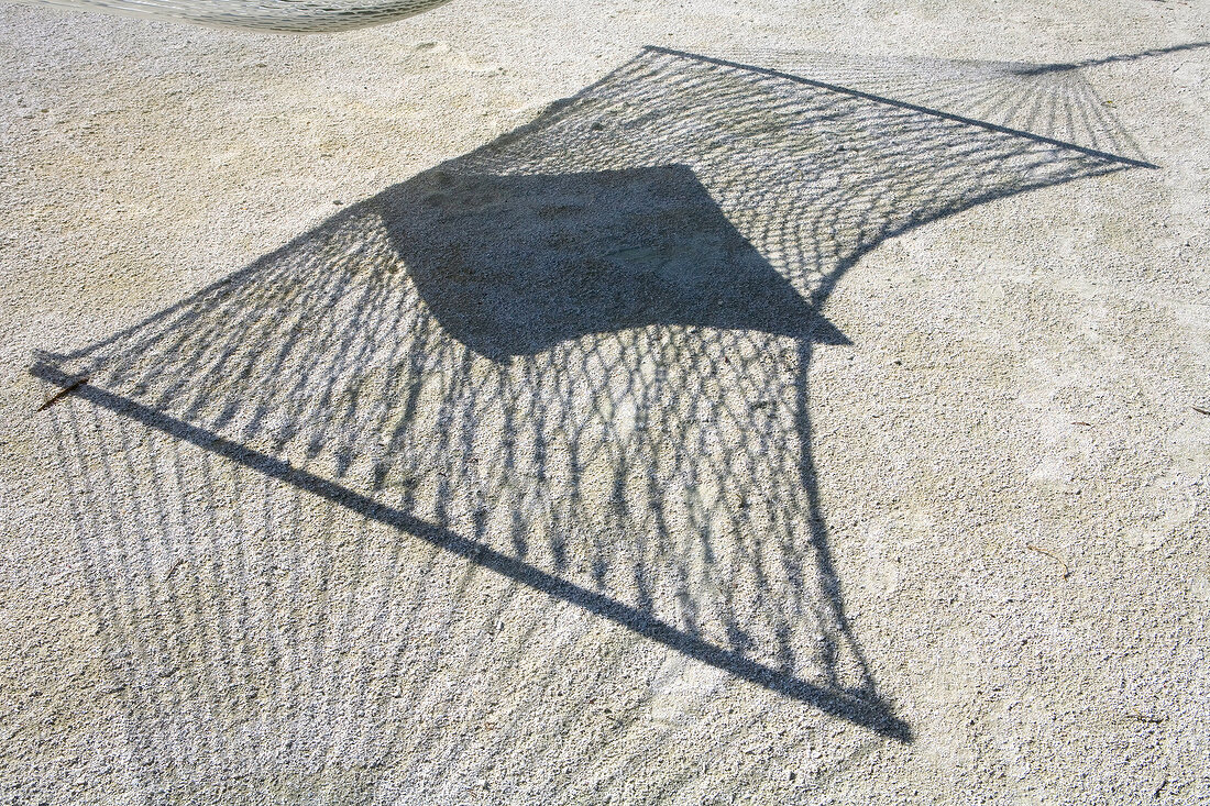 Shadow of hammock, Veliganduhuraa, Maldives