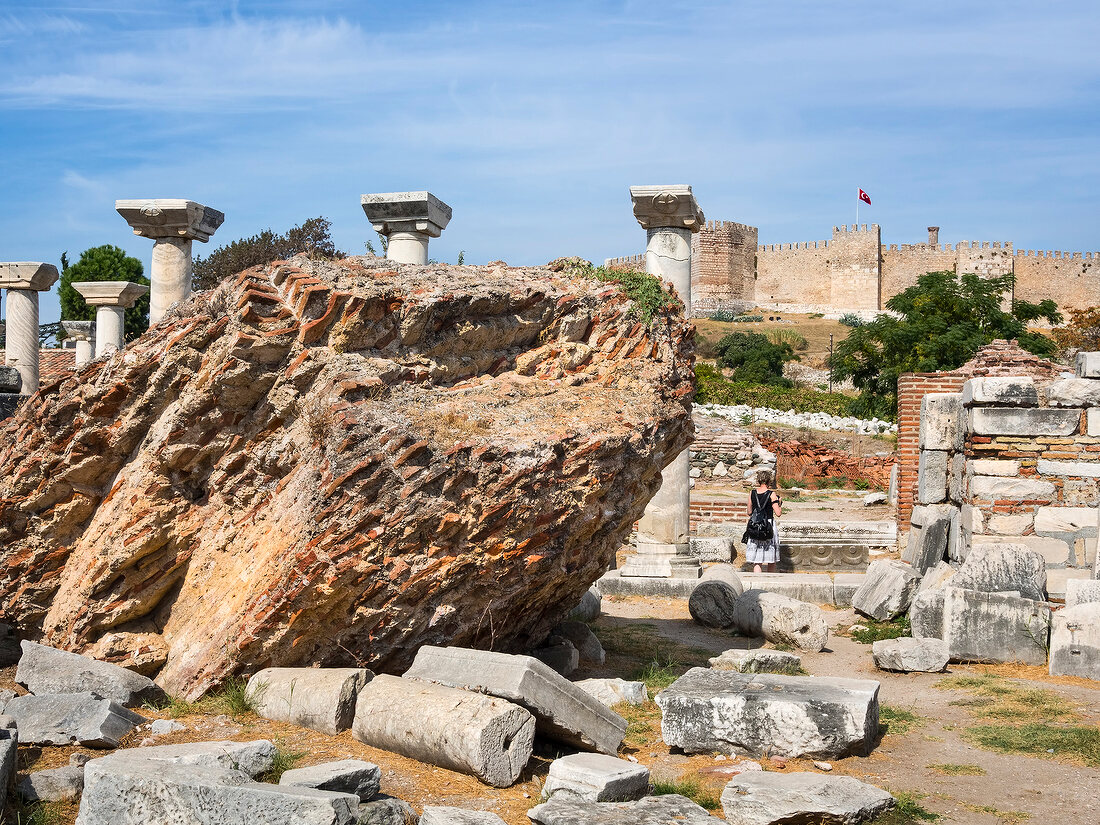 Ruins and columns in Selcuk, Turkey