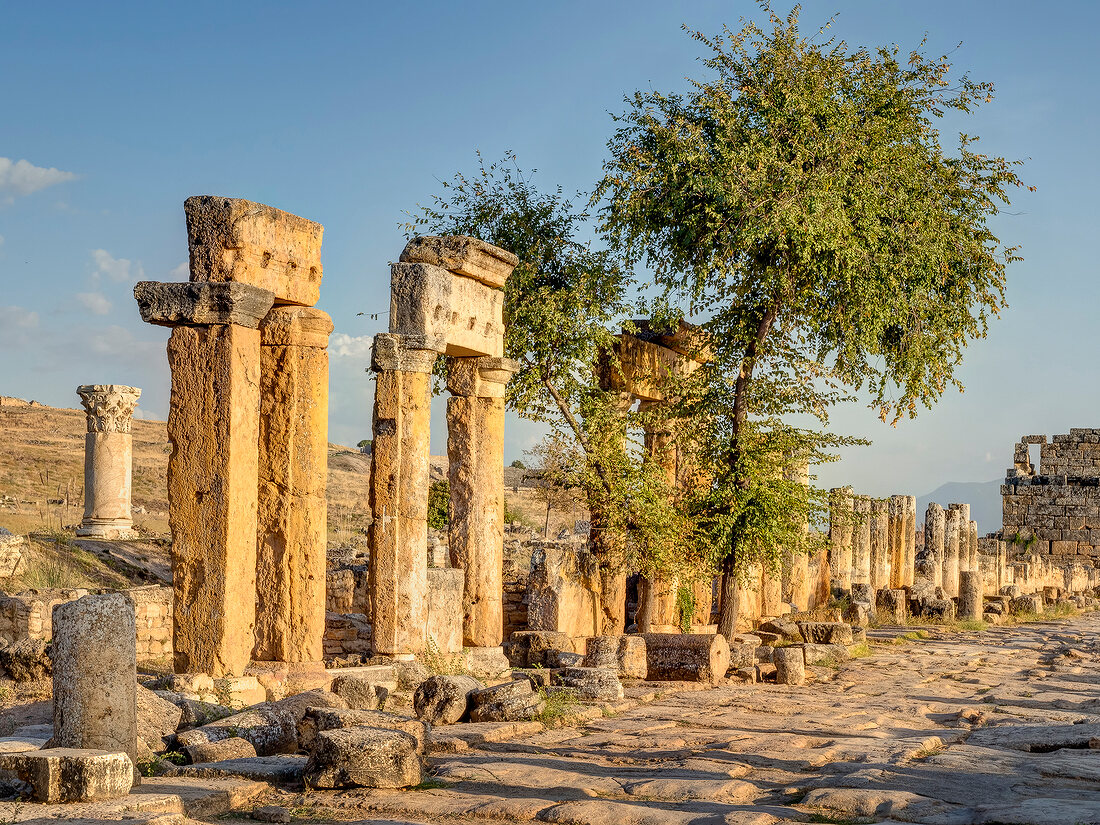 Main street and gate of Hierapolis in Turkey