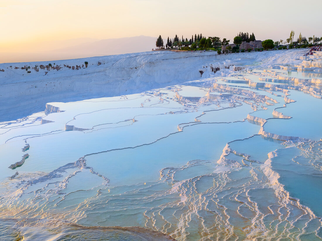 View of Pamukkale in Aegean, Turkey