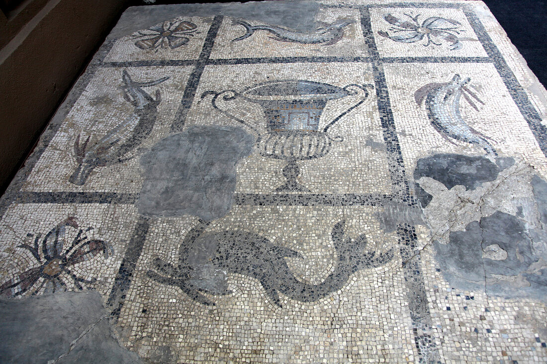View of mosaic floor in Ephesus, Aegean, Turkey