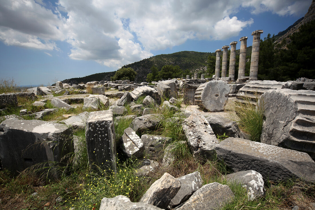 Türkei, Türkische Ägäis, Antike, Priene, Athena-Tempel, Ruine