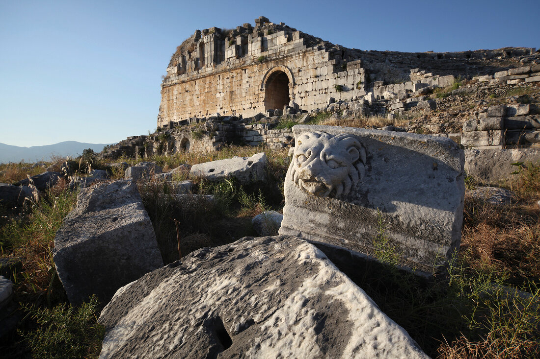 View of ruins stones in Miletus, Aegean, Turkey