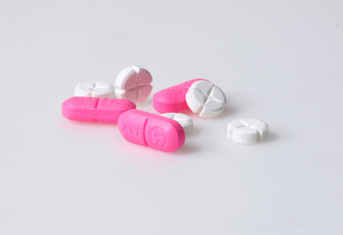 bunte Tabletten, weiß, pink, Freisteller
