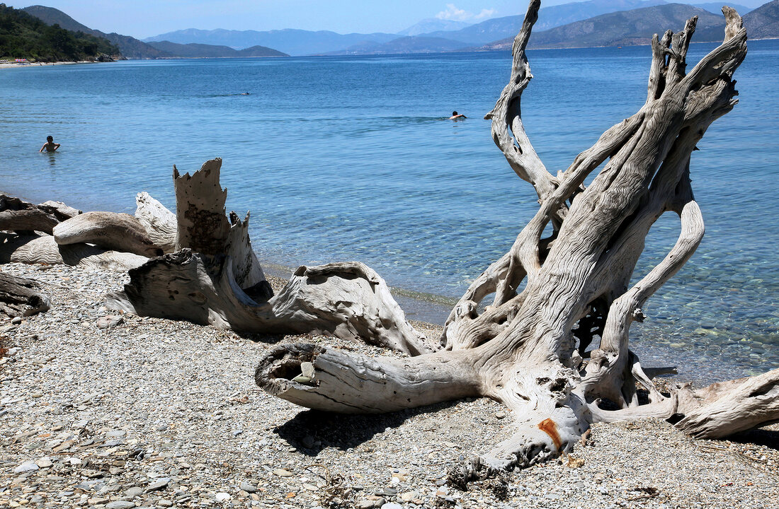 People at Icmeler beach in Dilek Peninsula National Park, Turkey