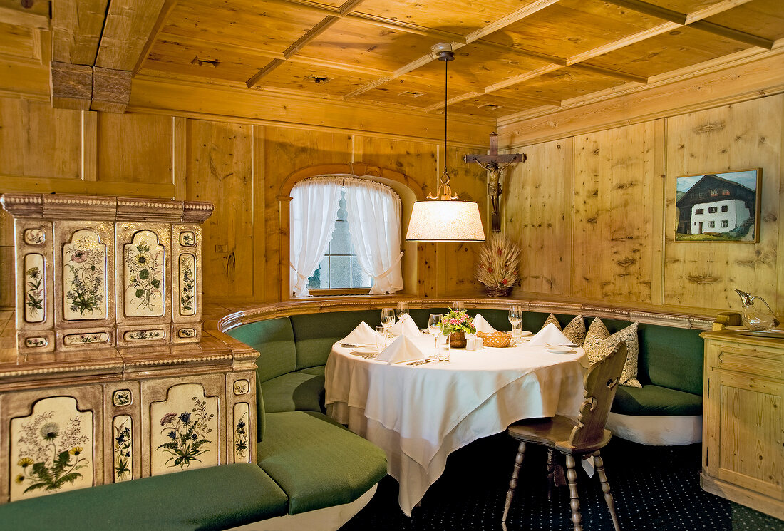 View of room in mountain hotel Madrisa in Gargellen, Austria