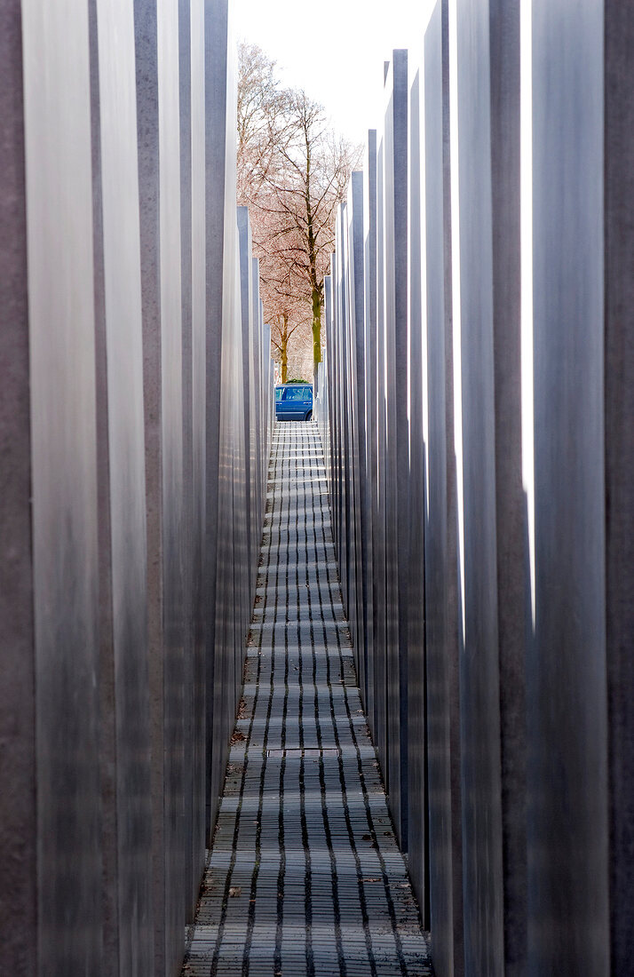 Path between field of Stelae Memorial in Berlin, Germany