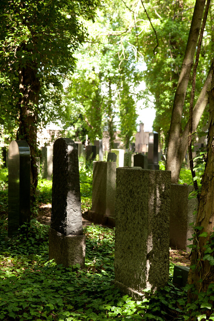 View of graves in Jewish Friedhof in Pankow, Berlin