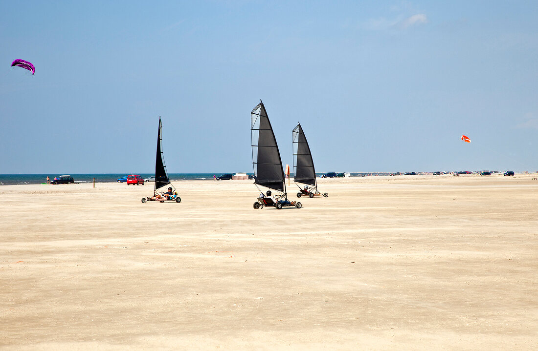 View of beach sailors at Fano beach, Denmark