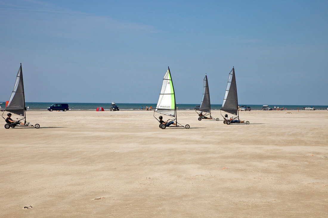 View of beach sailors at Fano beach, Denmark