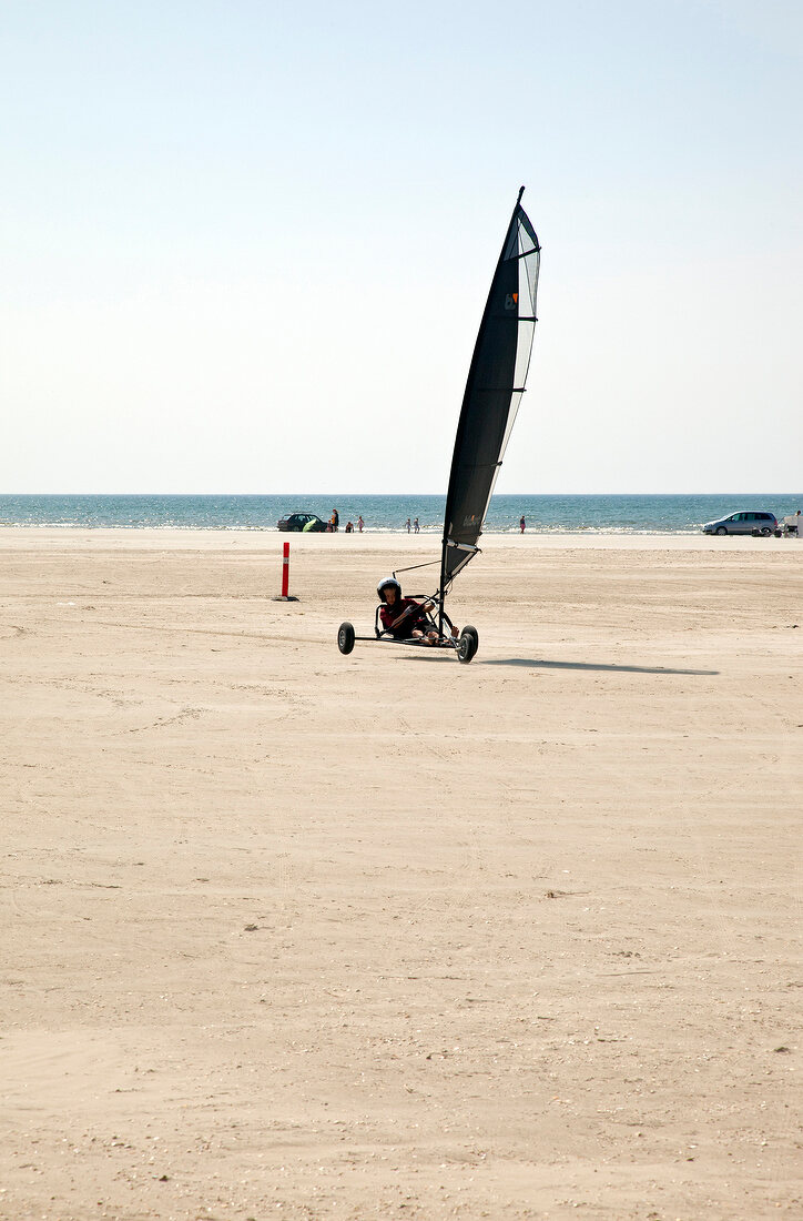 View of beach sailors at Fano beach, Denmark