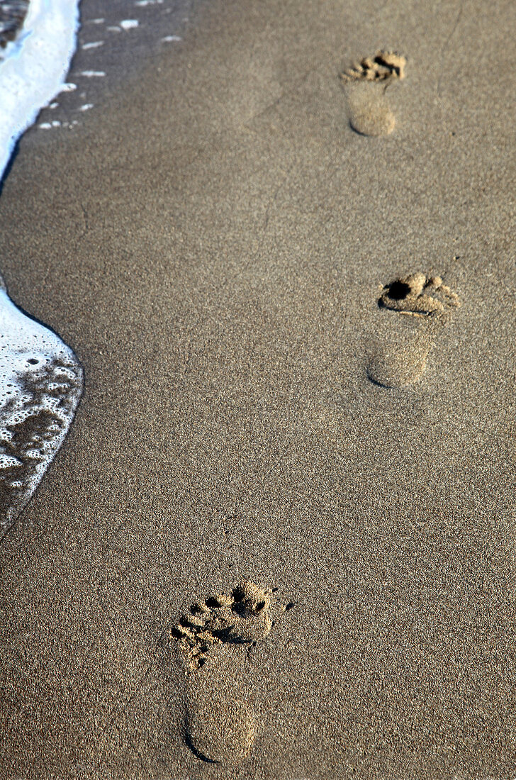 Foot print on beach of Sarigerme Park Iberthotel in Turkey