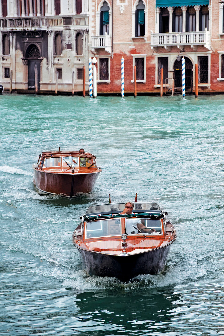 Motor boats in sea in Venice, Italy