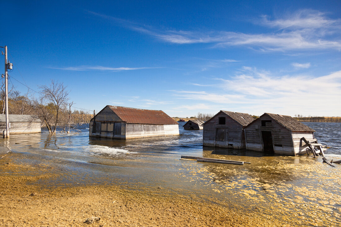Flooded houses at Saskatchewan, Canada