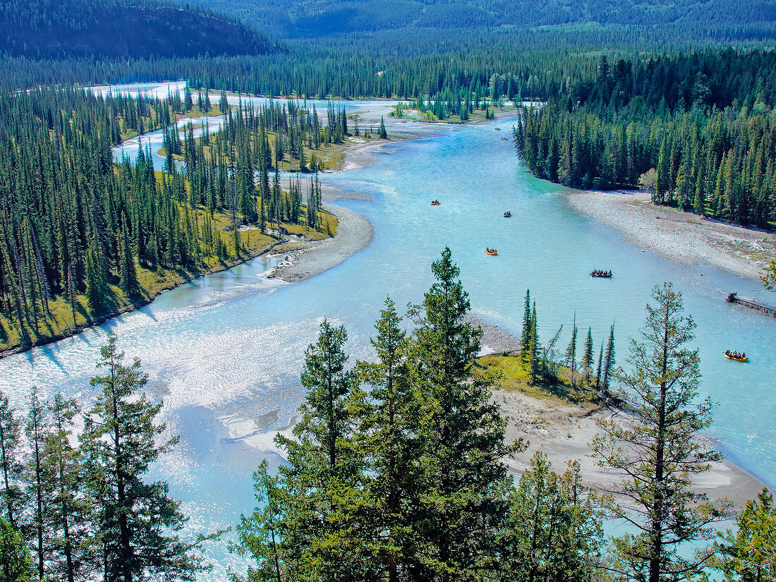 View of Athabasca River at Jasper National Park, Alberta, Canada