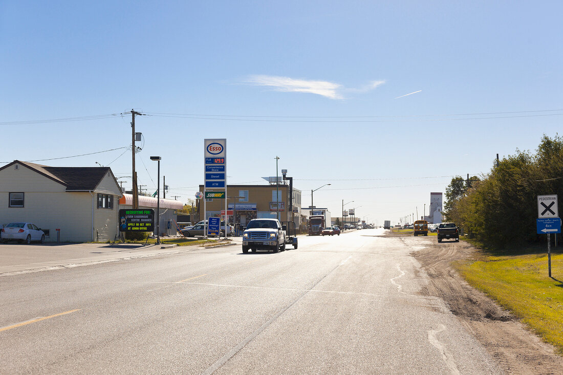 View of Town Watrous and high street on Highway 2, Saskatchewan, Canada