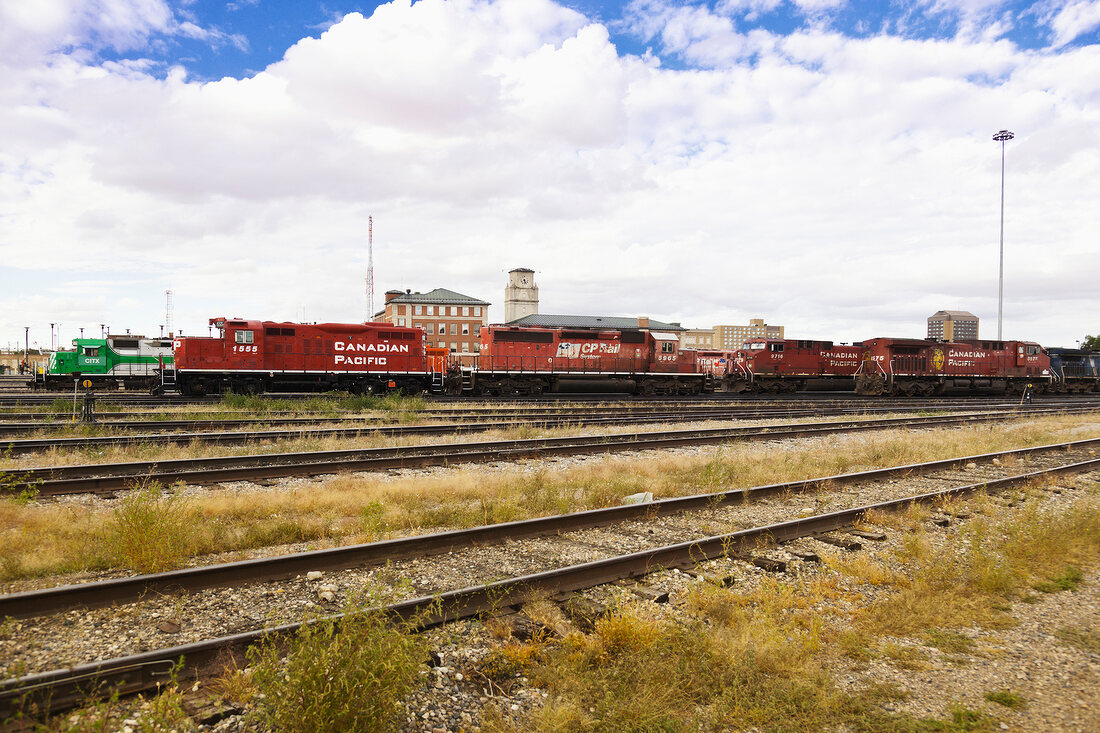 View of Canadian Pacific railway in Moose Jaw, Saskatchewan, Canada