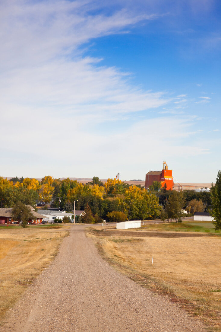 View of grain storage in Coronach, Saskatchewan, Canada