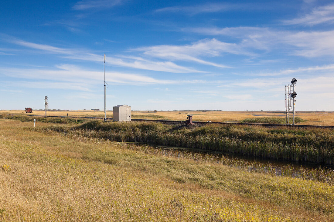 View of fields and landscape on Highway 15, Saskatchewan, Canada