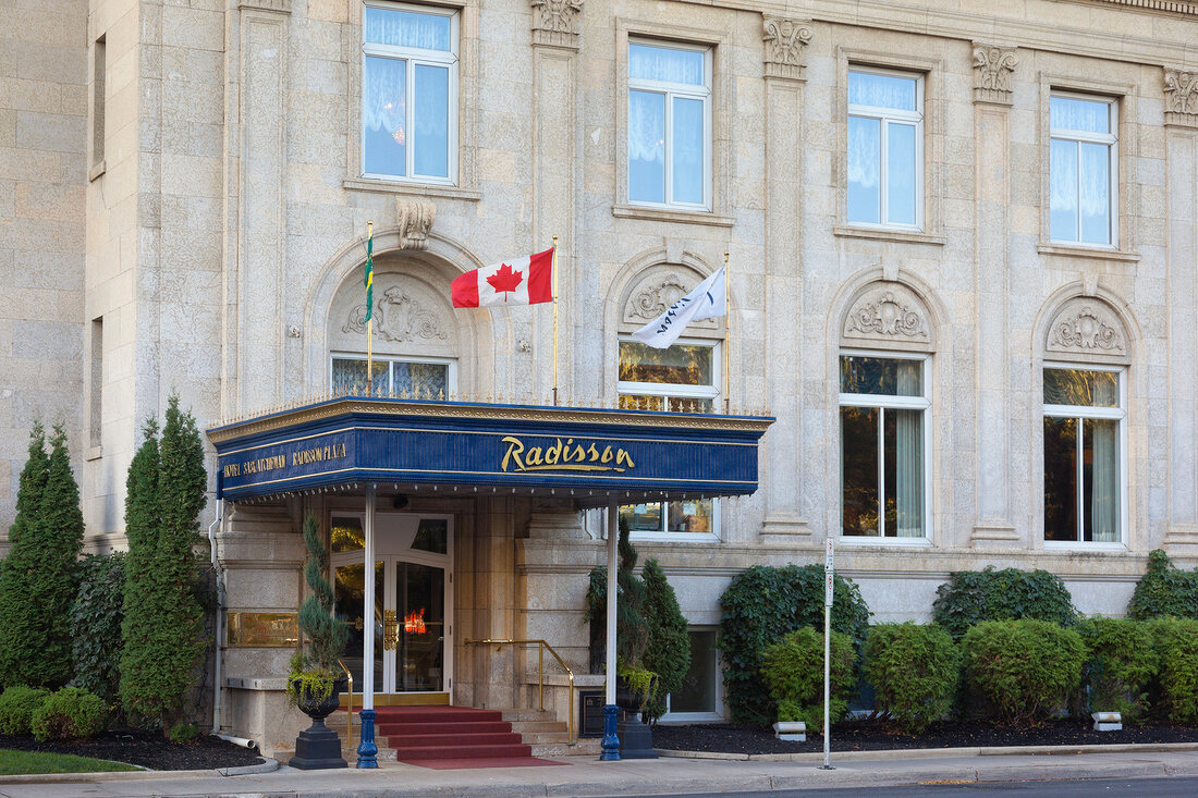 View of Hotel Radisson Plaza on Victoria Street, Regina, Saskatchewan, Canada
