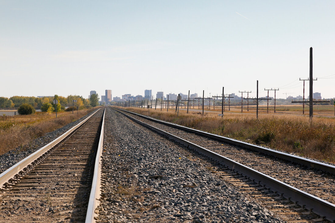View of railway track in Regina, Saskatchewan, Canada