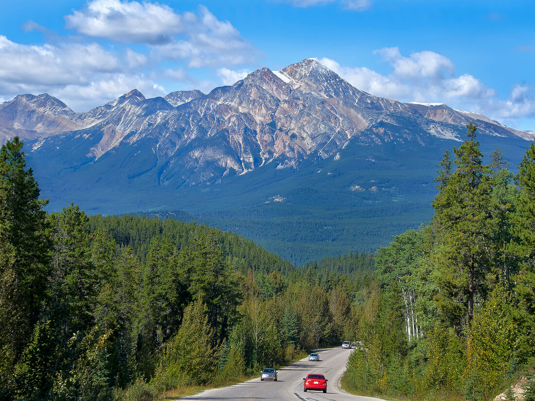 Road through Jasper National Park, Alberta, Canada