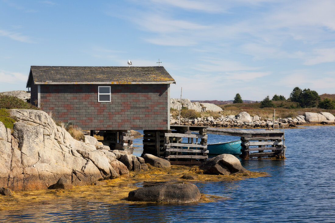 View of waterfront cottage near Halifax, Nova Scotia, Canada