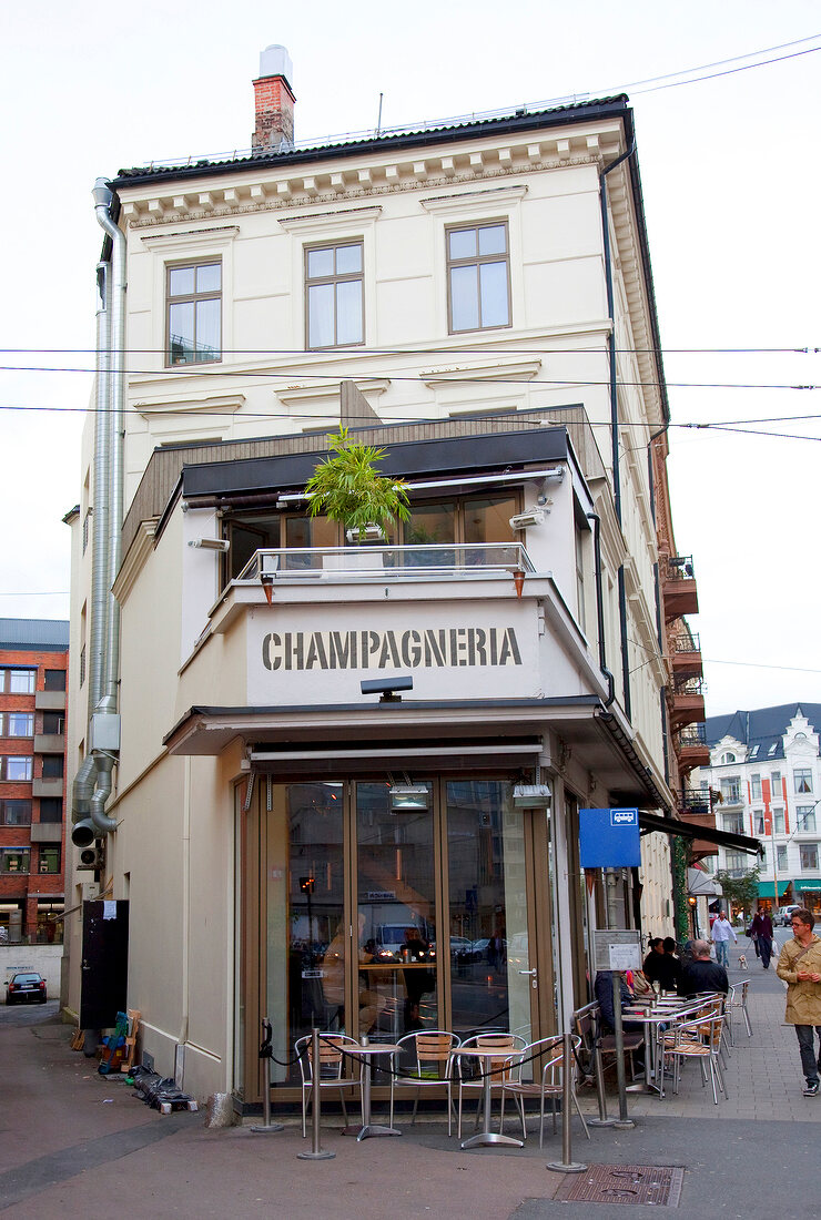 Entrance of Champagneria in Oslo, Norway