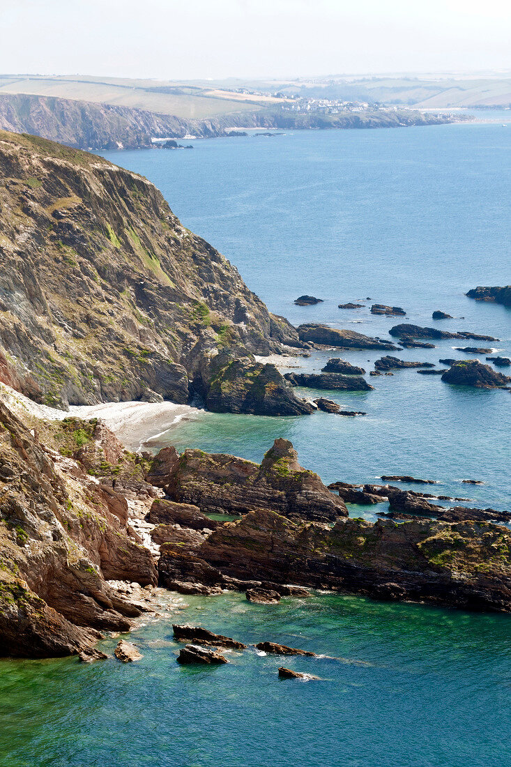 View of coastline and cliff at Devon, England