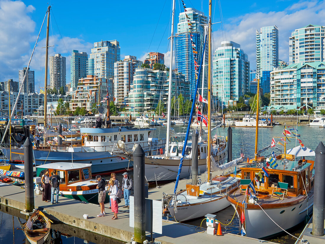 View of False Creek through Granville Island in Vancouver, British Columbia, Canada