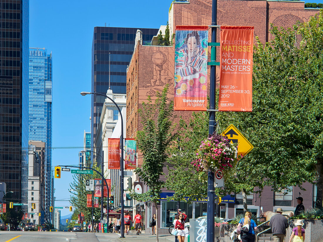 View of Georgia street in Vancouver, British Columbia, Canada
