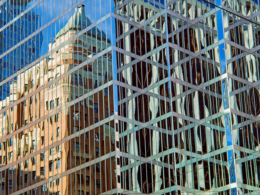 Close-up of Burrard station in front of building at Pender Street, Vancouver, Canada