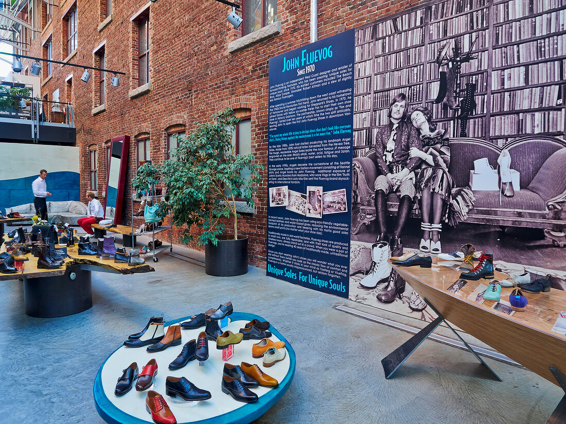 View of shop by John Fluevog in Gastown, Vancouver, British Columbia, Canada