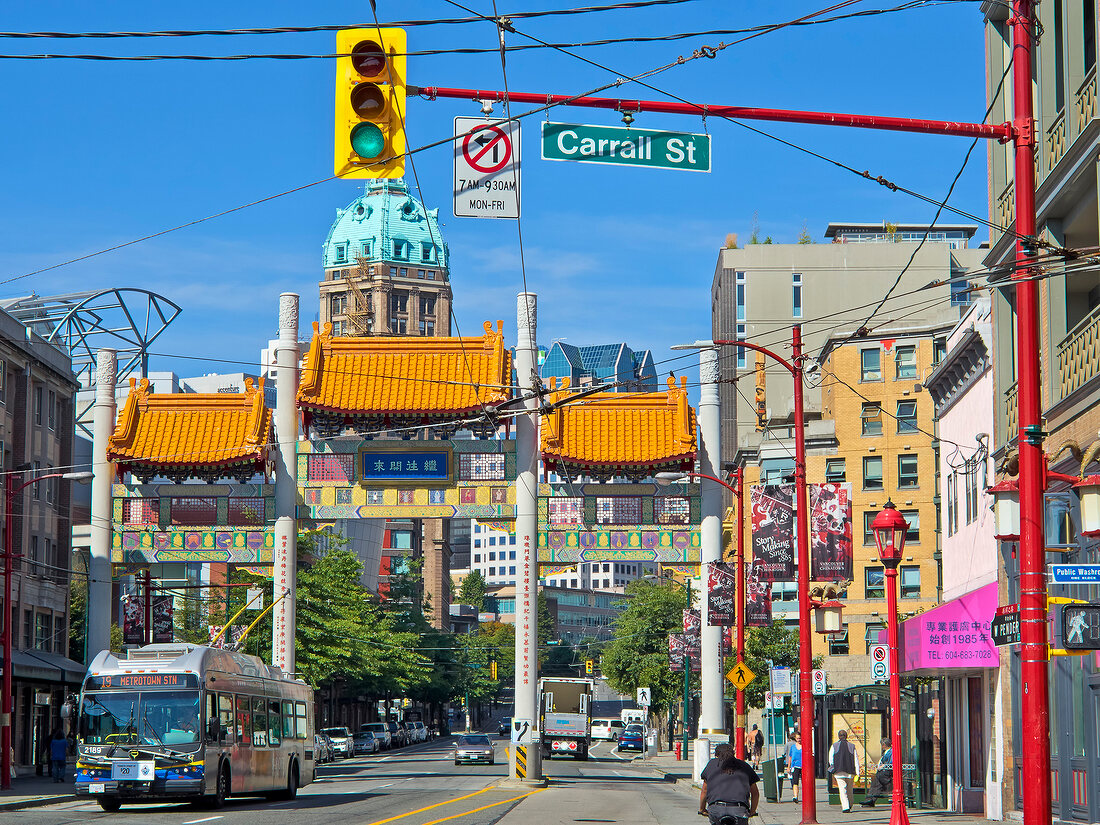 View of Carrall street in Chinatown, Vancouver, British Columbia, Canada