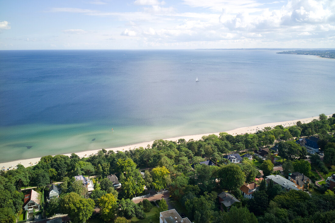 View of Timmendorfer beach and Baltic Sea in Schleswig Holstein, Germany